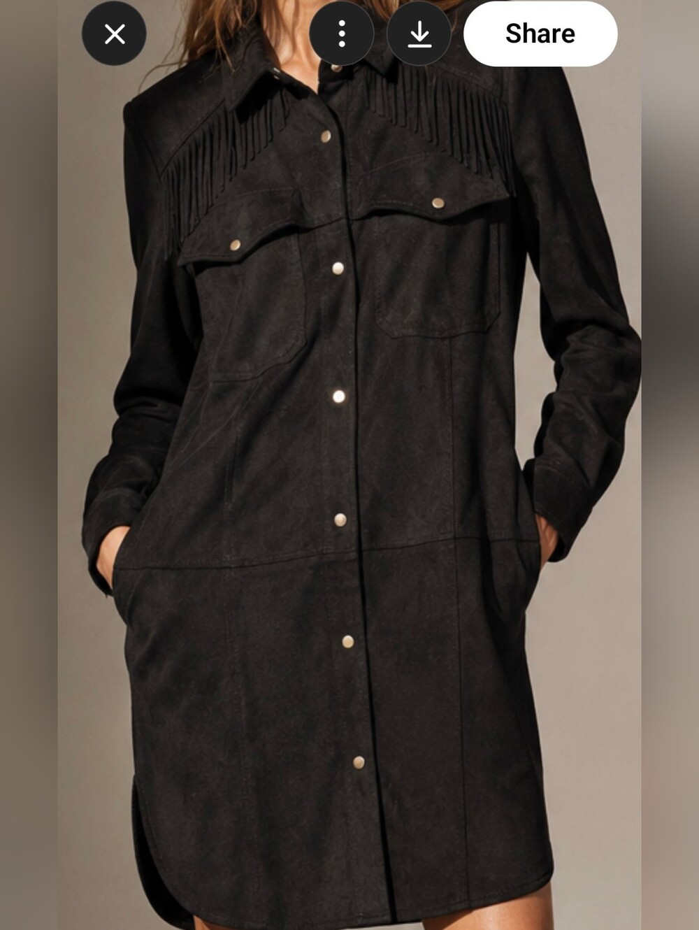 Zara Trafaluc Faux Suede Jacket Shacket Western Fringe Boho Outerwear